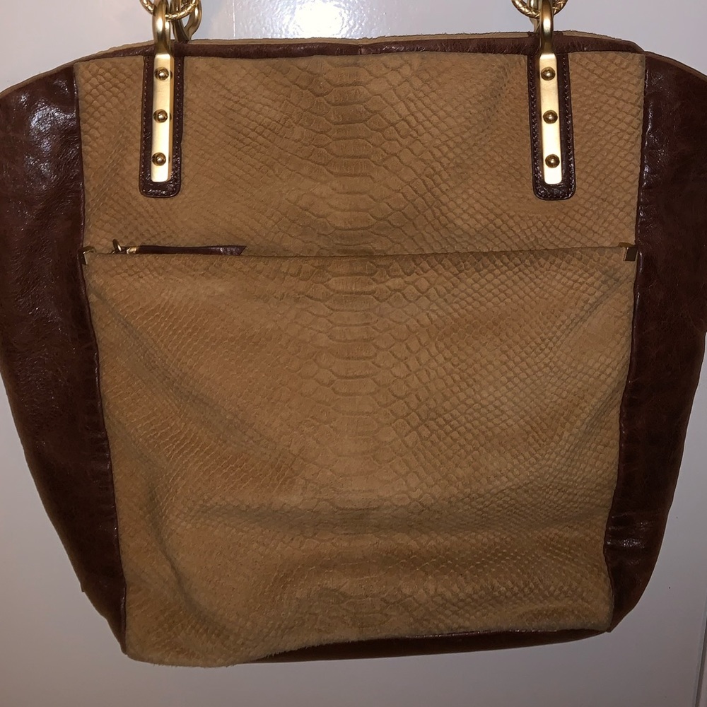 Elliott Lucca Brown/Tan Faux Snakeskin Purse